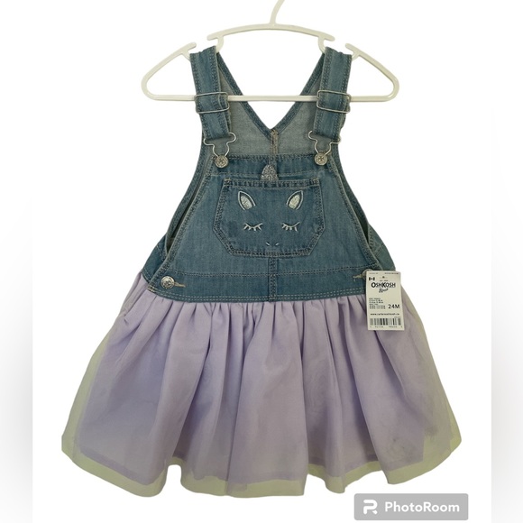 NEW Oshkosh Overall Jean Lavender Dress 24 Months - Picture 1 of 3